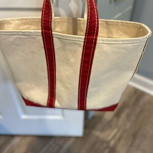 L.L. Bean Cream and Red Tote Bag